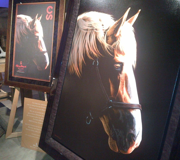 The beautiful new 2014 Calgary Stampede poster on display. 