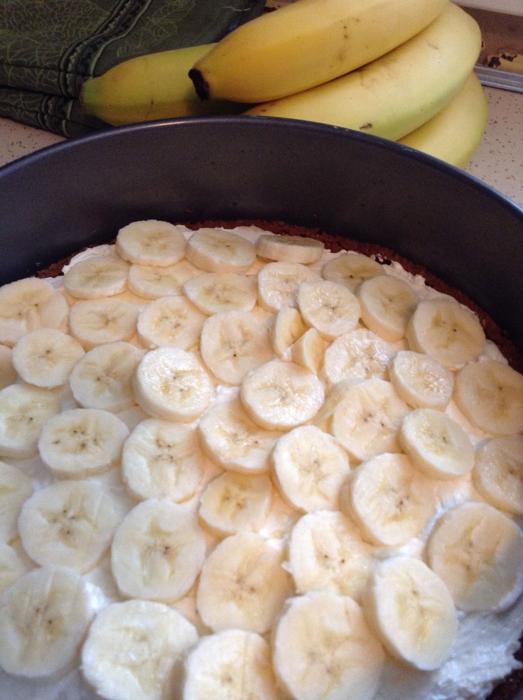 The second layer of sliced bananas. 