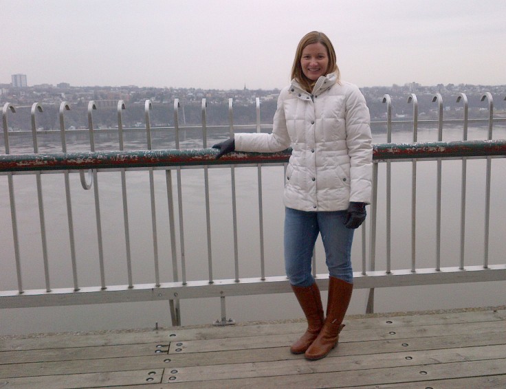 And here I am exploring Old Quebec with the St. Lawrence River in the background. It was a chilly fall day. 